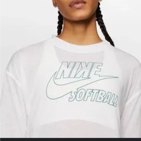 Nike White Longsleeve Softball Shirt - Picture 1 of 5